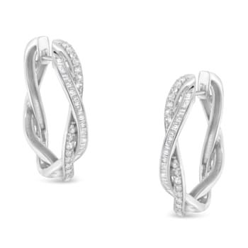 Sterling-Silver Diamond Hoop Earring 0.75ctw