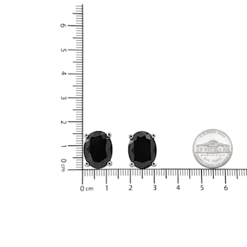 Sterling Silver 4.0ctw Treated Black Oval Diamond Stud Earring
