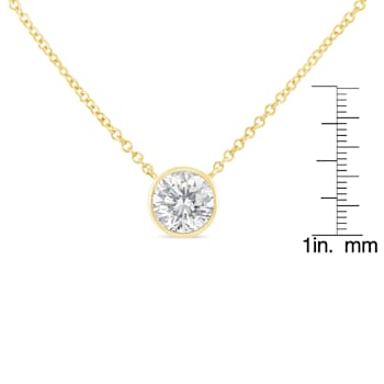 10K Yellow Gold 1/2ct Round Diamond Modern Bezel-Set Solitaire Necklace
(H-I Color, SI2-I1 Clarity)