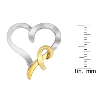 14K Yellow Gold Over Sterling Silver Heart Shaped Pendant With Chain