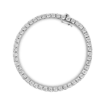 Rhodium Over Sterling Silver 1.0 Ctw Diamond Tennis Bracelet