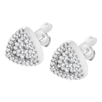14K White Gold 1/2ctw Trillion Shaped Diamond Stud Earrings