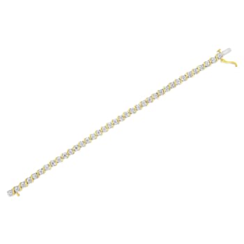 14K Yellow Gold Over Sterling Silver 1/10 Cttw Diamond "S"
Tennis Bracelet
