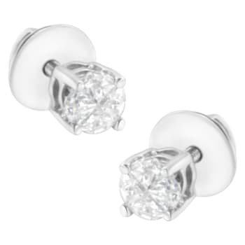 14K White Gold 1/2ctw Diamond Solitaire Stud Earrings