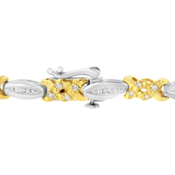 10K Yellow Gold Over Sterling Silver .50ctw Channel Set Round Diamond X
Link Bracelet