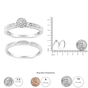 Sterling Silver Diamond Accent Frame Twist Shank Bridal Set Ring and Band