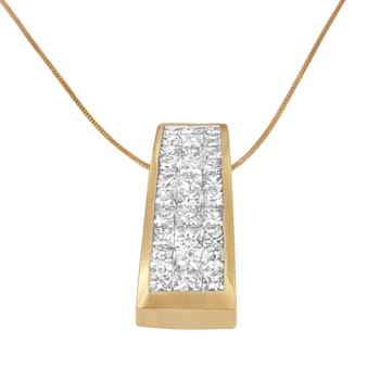 14K Yellow Gold Princess-Cut Diamond Pillar Pendant w\chain(1 5/8ctw,
H-I Color, SI1-SI2 Clarity)