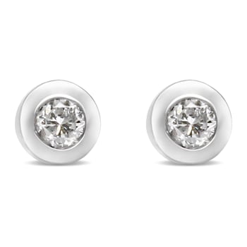 10K White Gold 1/5ctw Round Brilliant-Cut Near Colorless Diamond
Bezel-Set Stud Earrings