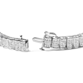 14K White Gold 5.0ctw White Diamond Rectangular Invisible Set Link
Tennis Bracelet