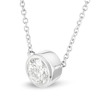 10K White Gold 1/3ctw Round Diamond Solitaire Necklace (I-J Color, I1-I2
Clarity) - Adjustable