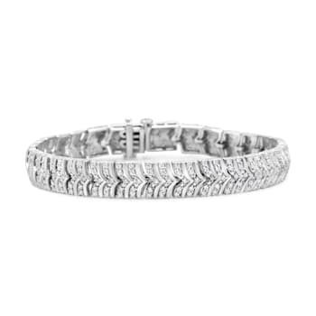 Sterling Silver 3.00 Cttw Diamond Chevron Link Bracelet (I2-I3 Clarity,
I-J Color) - Size 7"