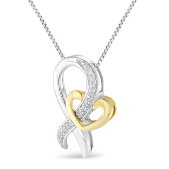10K Gold Over Sterling Two-Tone 1/6ctw Round Cut Diamond Ties of Love
Pendant w\chain