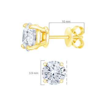 AGS Certified 14K Yellow Gold 1/2ctw 4 Prong Set Round-Cut Solitaire
Diamond Push Back Stud Earrings