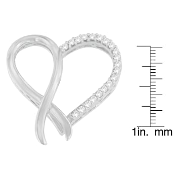 Sterling Silver 1/4ctw Round Diamond Ribbon and Heart Accent Pendant
w\chain(H-I, I2-I3)
