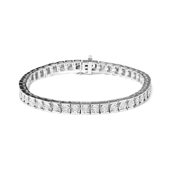 Sterling Silver 1/4ctw Miracle Set Diamond and Bead Link Tennis Bracelet
(I-J Color, I2-I3 Clarity)