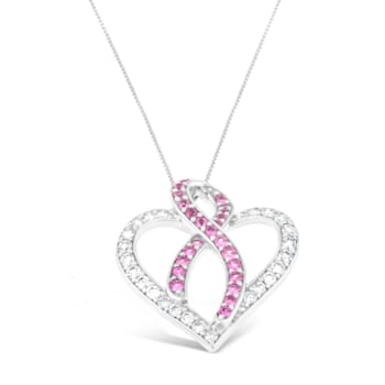 14K White Gold 1ct. TGW Diamond And Pink Sapphire Gemstone Pendant
w\chain (G-H, SI2-I1)
