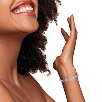 Sterling Silver Amethyst and Diamond Accent X-Link Bracelet (H-I Color,
SI1-SI2 Clarity)  - Size 7"