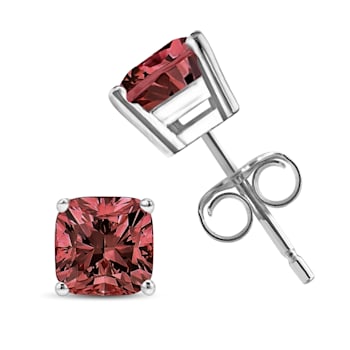 14K White Gold 1/2 Cttw Lab Grown Pink Cushion 4-Prong Set Classic
Diamond Solitaire Stud Earrings