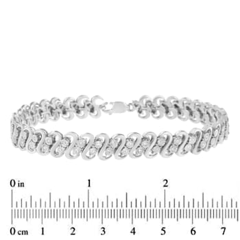 Sterling Silver 1/4 cttw Diamond Double Row Bracelet (I-J Color, I2-I3
Clarity) - 7.25"