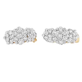 14K Yellow Gold 2.0ctw Round Cut Diamond Cluster Earrings