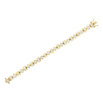 14K Yellow Gold 7.50ctw Princess and Baguette Diamond Modern Link Bracelet
