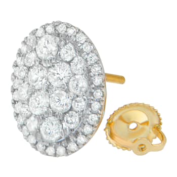 14K Yellow Gold 1 3/4ctw Round Cut Diamond Earrings