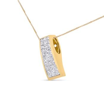 14K Yellow Gold 1 1/2ctw Princess Cut Diamond Greek Column Pendant With
Chain(G-H, VS1-VS2)