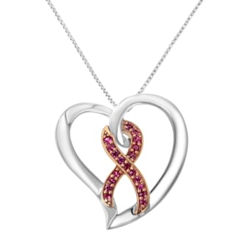 14K Rose Gold Over Sterling Silver Lab Created Pink Sapphire Heart
Pendant w\chain