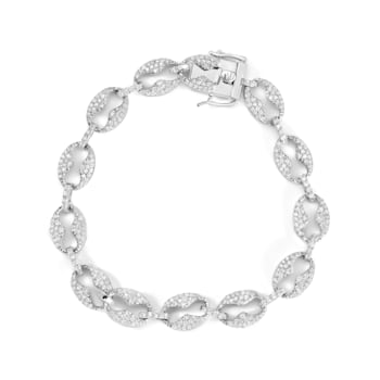 14K White Gold 1 1/2 Cttw Round Diamond Set Link Bracelet (I-J Color,
I1-I2 Clarity) - 7"
