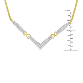 14K Two-tone Gold 2.0ctw Diamond Flared and X-Station V Shaped Necklace
(H-I Color, SI2-I1 Clarity)