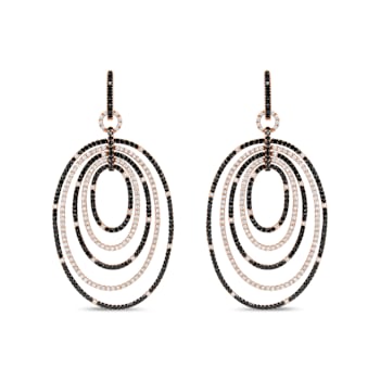 18K Rose Gold 5.00 Cttw Round Black and White Diamond Graduated Hoop
Dangle Earrings