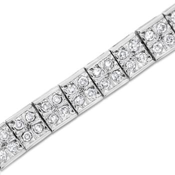 Sterling Silver 2.0ctw Prong Set Round-Cut Diamond 4 Stone Box Link Bracelet