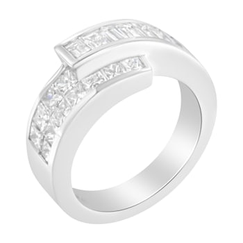14K White Gold 2.0ctw Channel-Set Mixed-Cut Diamond Bypass Ring Band
(G-H Color, SI1-SI2 Clarity)