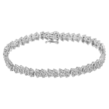 Sterling Silver 1.0ctw Diamond "Arrow" Shape Tennis Link Bracelet