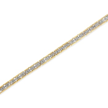 10K Yellow Gold Over Sterling Silver 1.0ctw Diamond Square Hybrid Link
7" Tennis Bracelet