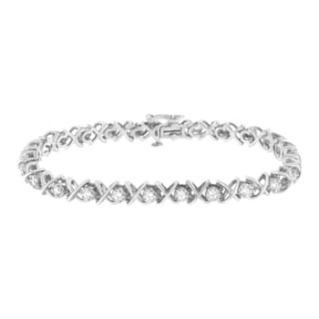 Sterling Silver 1.0ctw Brilliant Round-Cut Diamond "X" Link Bracelet