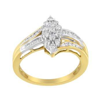 0.50ctw Marquise Diamond Cluster Split Shank 10K Yellow and White Gold Ring