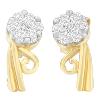 14K Yellow Gold 1/2ctw Round Cut Diamond Earrings