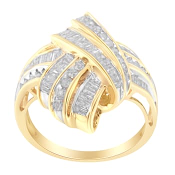 10K Yellow Gold Diamond Bypass Cocktail Ring (1 1/5ctw, I-J Color, I2-I3 Clarity)