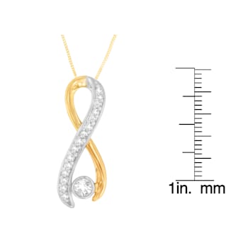 10K Two-Tone Gold 1/5ctw Diamond Radiant Ribbon Pendant w\chain (H-I, I1-I2)