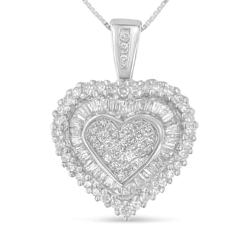 10K White Gold 1.0ctw Multi Cut Diamond Heart Pendant With Chain(H-I, I1-I2)