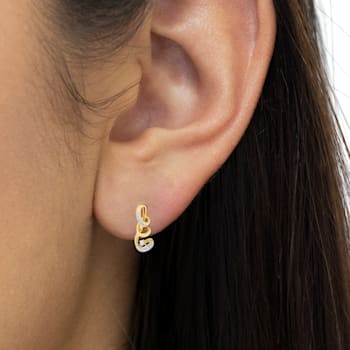 Espira 10K Two Tone Gold Round cut Diamond Earring 0.05ctw