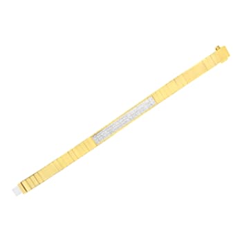 14K Yellow Gold 3 5/8ctw Invisible Set Princess-Cut Diamond ID Tennis Bracelet