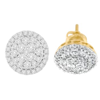 10K Yellow Gold Round Cut Diamond Earrings 1.5ctw