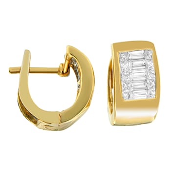 14K Yellow Gold 1/2ctw Diamond Huggie Earrings