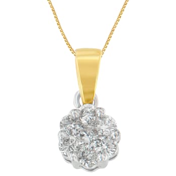 14K Two-Toned Gold Round Diamond Circle Halo Pendant w\chain(1.0ctw, H-I
Color, I1-I2 Clarity)