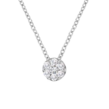 14K White Gold 1/4ctw Round Diamond Floral Cluster 18" Pendant
w\chain(H-I Color, SI2-I1 Clarity)