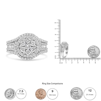 14K White Gold 1 1/2ctw Diamond Floral Cluster and Studded Shank Ring
(H-I Color, SI2-I1 Clarity)
