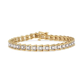 14K Yellow Gold Over Sterling Silver 2.0ctw Miracle Set Diamond Wave
Link Bracelet