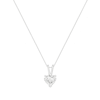 14K White Gold 1/2ctw Heart-Shaped Diamond Solitaire Pendant w\chain
18"(H-I Color, VS2-SI1 Clarity)